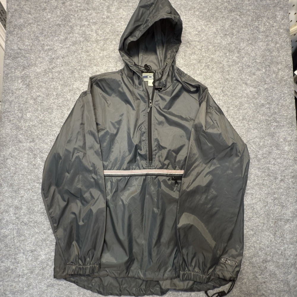 OP Ocean Pacific Vintage Windbreaker Jacket L Gray 90s Nylon Pullover Hoodie